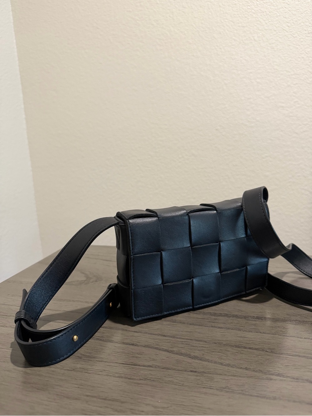 Bottega Veneta Black Woven Leather Crossbody Bag